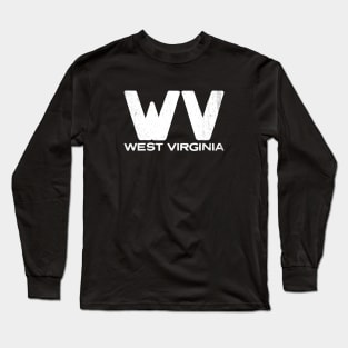 WV West Virginia Vintage State Typography Long Sleeve T-Shirt